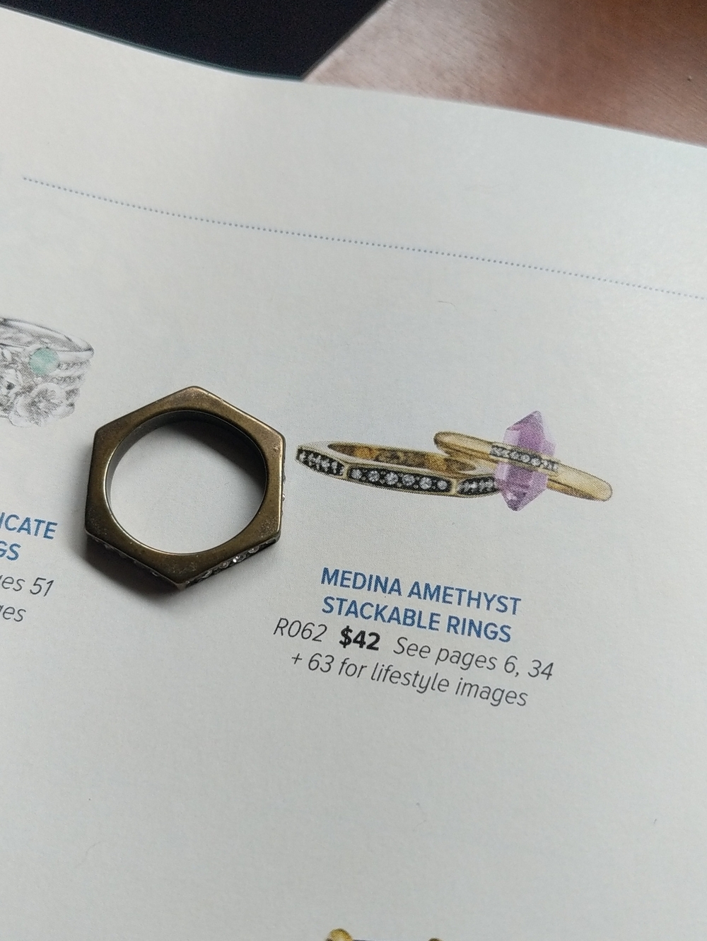 Gold-Tone Hexagon Stackable Ring - Unbranded